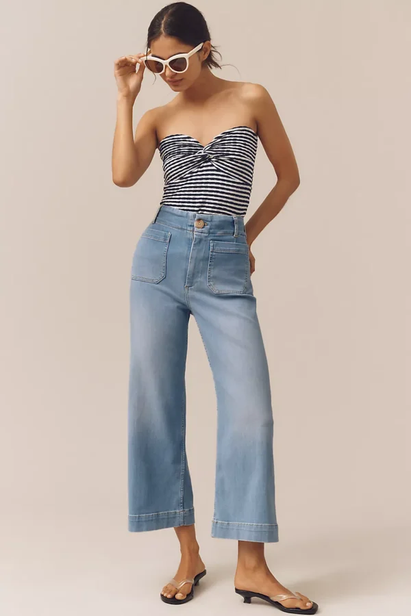 The Colette Cropped High-Rise Wide-Leg Jeans by Maeve