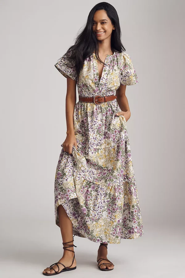 Hutch Amara Corset Pleated Tulle Fit & Flare Midi Dress